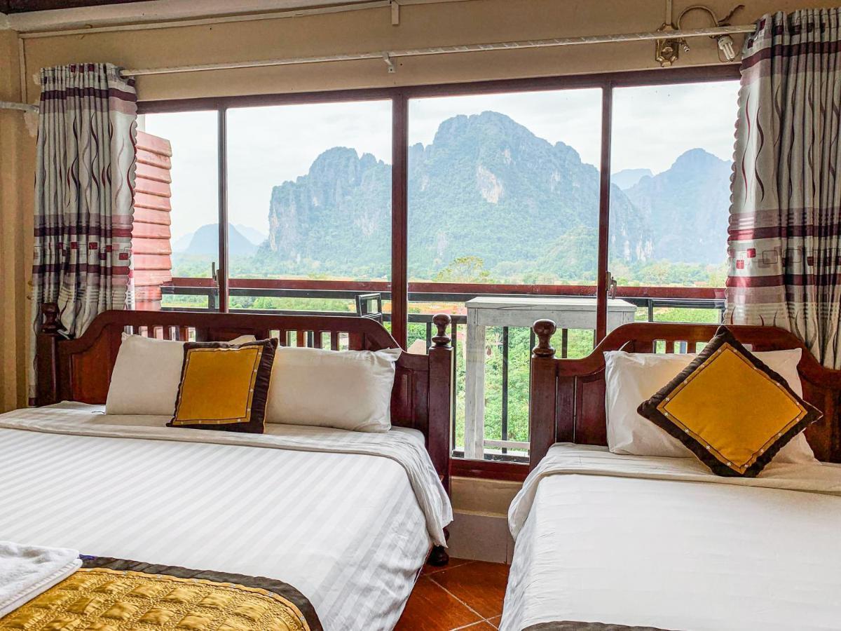 Bountang Mountain View Riverside Hotel Vangviang Kültér fotó