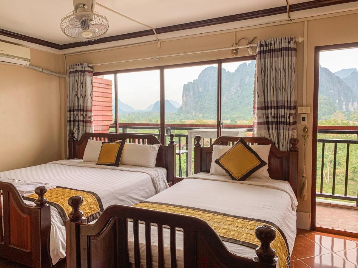 Bountang Mountain View Riverside Hotel Vangviang Kültér fotó